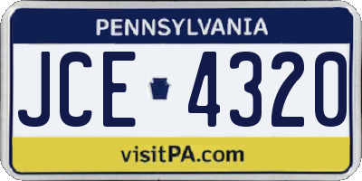 PA license plate JCE4320