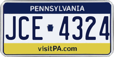 PA license plate JCE4324
