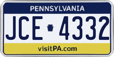 PA license plate JCE4332
