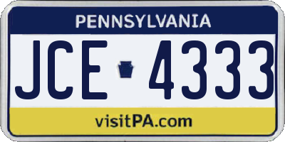 PA license plate JCE4333