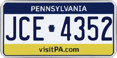 PA license plate JCE4352