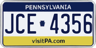 PA license plate JCE4356