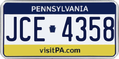 PA license plate JCE4358