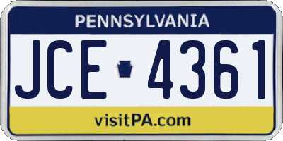 PA license plate JCE4361