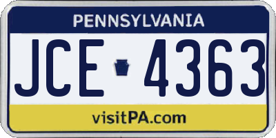 PA license plate JCE4363