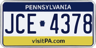 PA license plate JCE4378