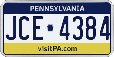 PA license plate JCE4384