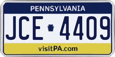 PA license plate JCE4409