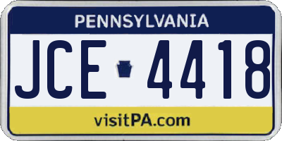 PA license plate JCE4418