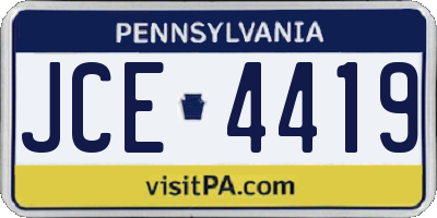 PA license plate JCE4419