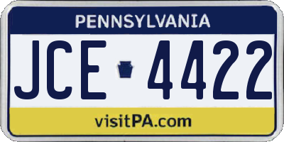 PA license plate JCE4422