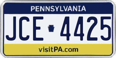 PA license plate JCE4425