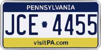PA license plate JCE4455