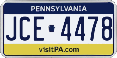 PA license plate JCE4478