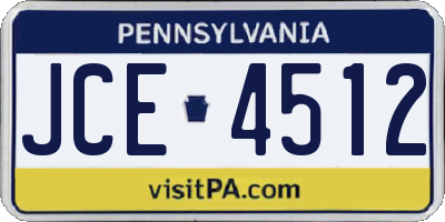 PA license plate JCE4512