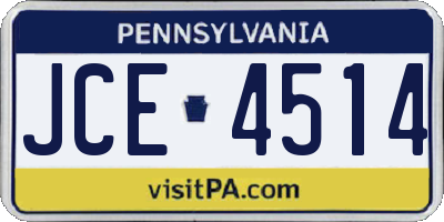 PA license plate JCE4514