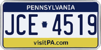PA license plate JCE4519