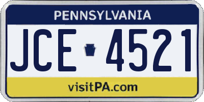 PA license plate JCE4521