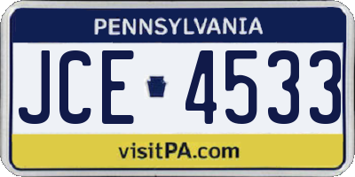 PA license plate JCE4533