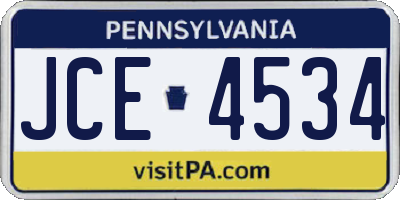 PA license plate JCE4534