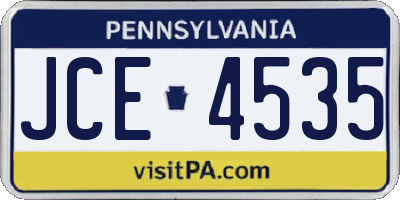 PA license plate JCE4535
