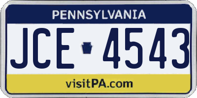 PA license plate JCE4543
