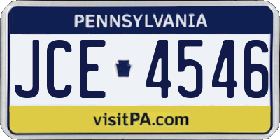 PA license plate JCE4546