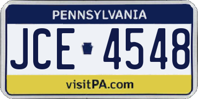 PA license plate JCE4548