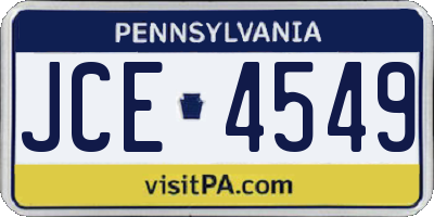 PA license plate JCE4549
