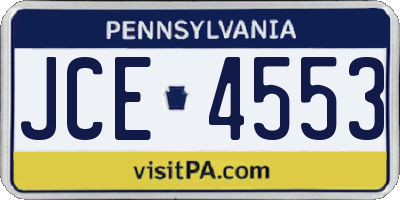 PA license plate JCE4553