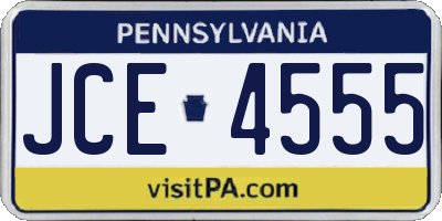 PA license plate JCE4555