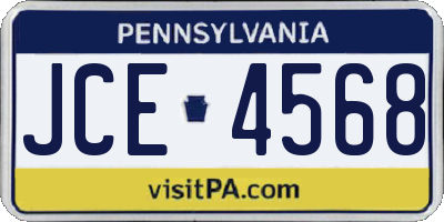 PA license plate JCE4568