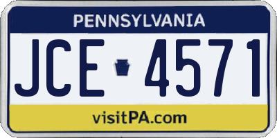 PA license plate JCE4571