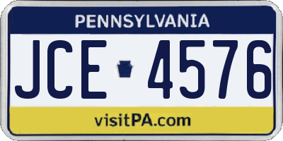 PA license plate JCE4576