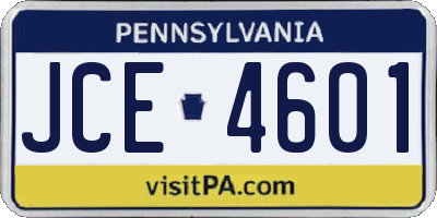PA license plate JCE4601