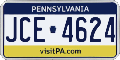PA license plate JCE4624
