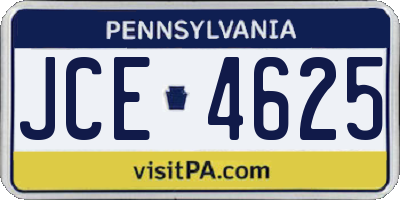 PA license plate JCE4625