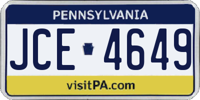 PA license plate JCE4649