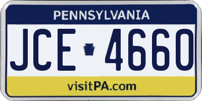 PA license plate JCE4660