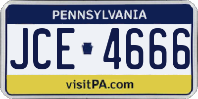 PA license plate JCE4666