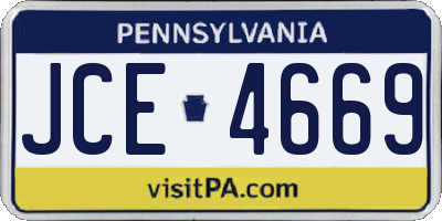 PA license plate JCE4669