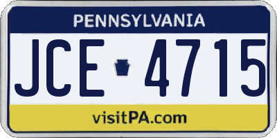 PA license plate JCE4715