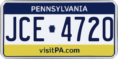 PA license plate JCE4720