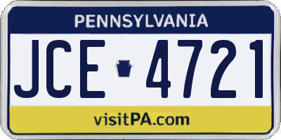 PA license plate JCE4721