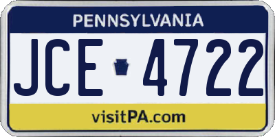 PA license plate JCE4722