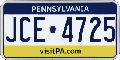 PA license plate JCE4725