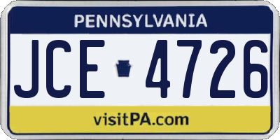 PA license plate JCE4726