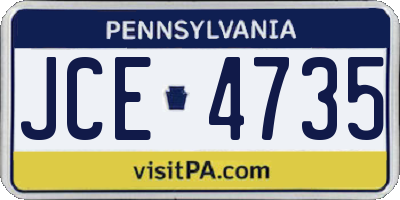 PA license plate JCE4735