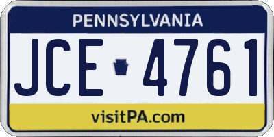 PA license plate JCE4761