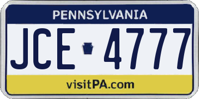 PA license plate JCE4777